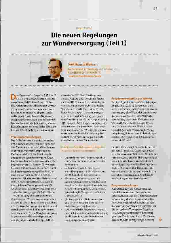 Vorschauseite 1: Die neuen Regelungen zur Wundversorgung (Teil 1)