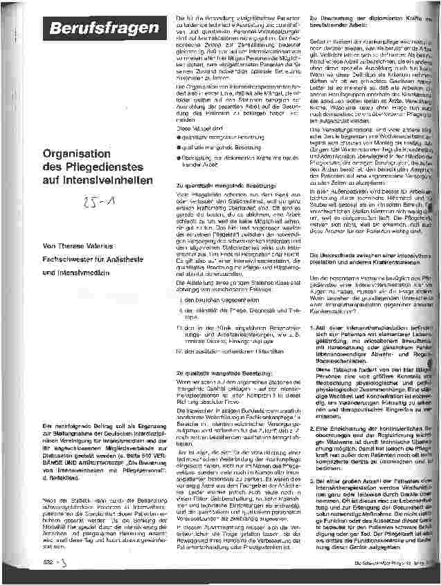 Vorschauseite 1: Organisation der Pflegedienstes auf Intensiveinheiten