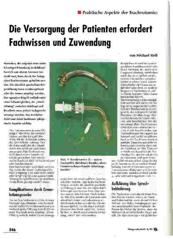 Vorschauseite 1: Die Versorgung der Patienten erfordert Fachwissen und Zuwendung Praktische Aspekte der Tracheotomie