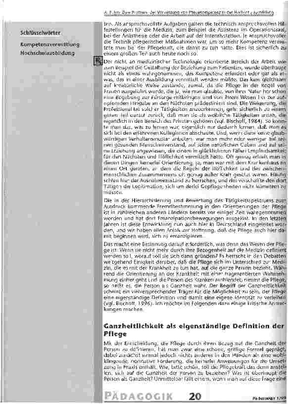 Vorschauseite 2: Zum Problem der Vermittlung von Pflegekompetenz in der Hochschulausbildung