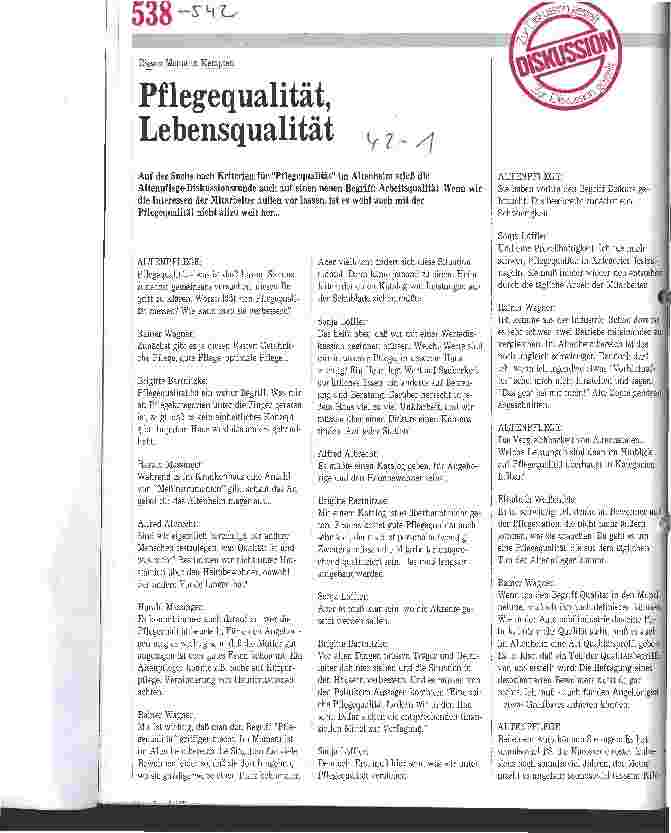 Vorschauseite 1: Pflegqualität, Lebensqualität