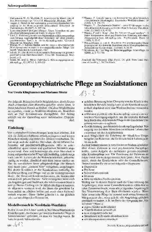 Vorschauseite 1: Gerontopsychiatrische Pflege an Sozialstationen