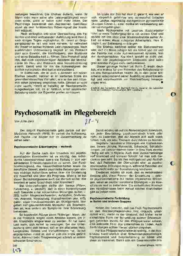 Vorschauseite 1: Psychosomatik im Pflegebereich