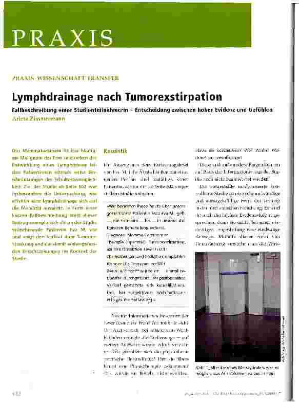 Vorschauseite 1: Lymphdrainage nach Tumorexstirpation