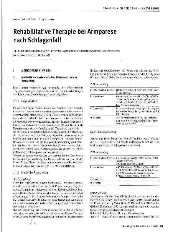 Vorschauseite 1: Rehabilitative Therapie bei Armparese nach Schlaganfall