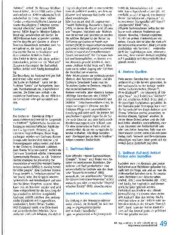 Vorschauseite 2: Literatursuche und -bewertung: Teil 2: Wo finde ich wissenschaftliche Literatur zum Thema Krankenhaushygiene