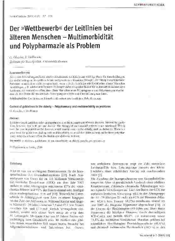 Vorschauseite 1: Der »Wettbewerb« der Leitlinien bei älteren Menschen -Multimorbidität und Polypharmazie als Problem