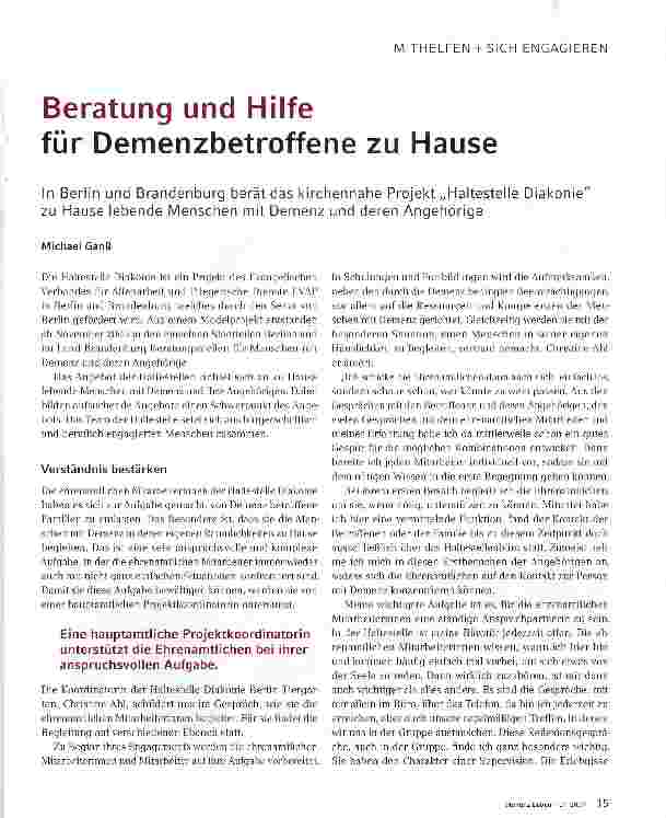 Vorschauseite 1: Beratung und Hilfe für Demenzbetroffene zu Hause