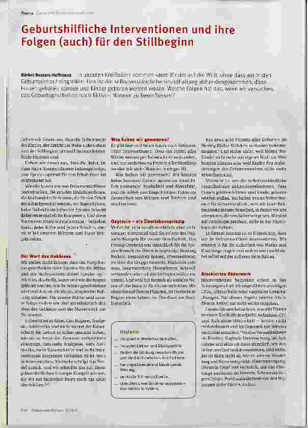 Vorschauseite 1: Geburtshilfliche Interventionen und ihre Folgen (auch) für den Stillbeginn