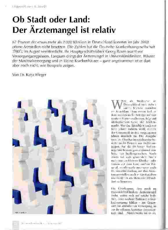 Vorschauseite 1: Ob Stadt oder Land: Der Ärztemangel ist relativ