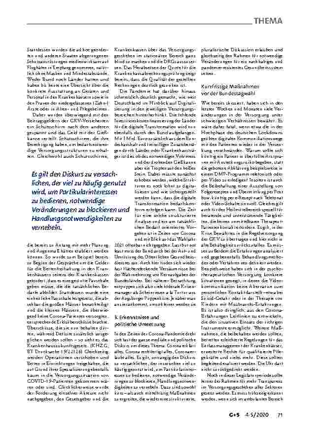 Vorschauseite 5: Unter dem Corona-Brennglas: Erste Lehren aus der Pandemie