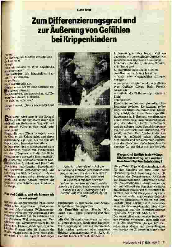 Vorschauseite 1: Zum Differenzierungsgrad und zur Äußerung von Gefühlen bei Krippenkindern