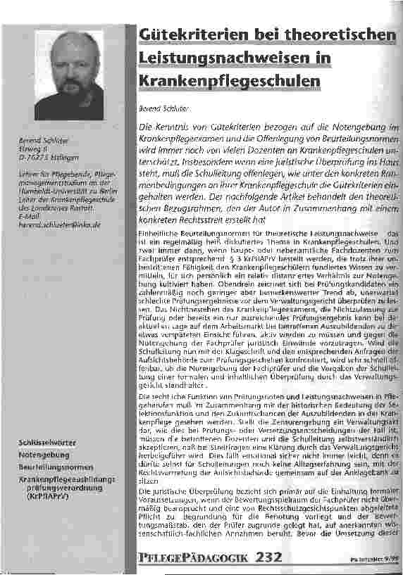 Vorschauseite 1: Gütekriterien bei theoretischen Leistungsnachweisen in Krankenpflegeschulen