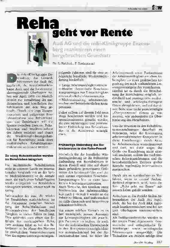 Vorschauseite 1: reha geht vor Rente