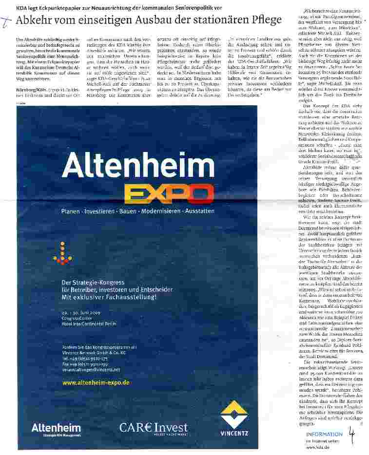 Vorschauseite 1: Abkehr vom einseitigen Ausbau der stationären Pflege