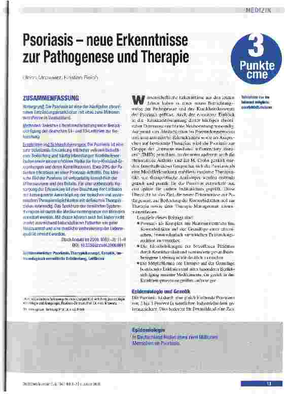 Vorschauseite 1: Psoriasis - neue Erkenntnisse zur Pathogenese und Therapie