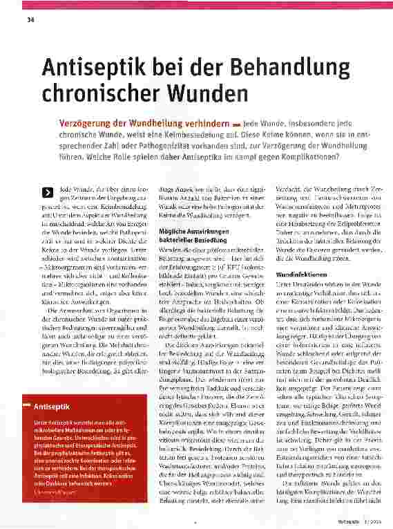 Vorschauseite 1: Antiseptik bei der Behandlung chronischer Wunden