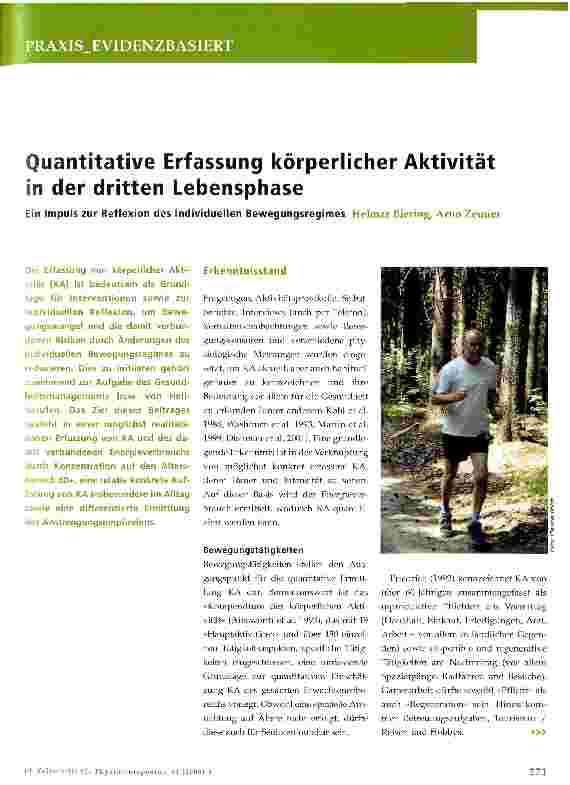 Vorschauseite 1: Quantitative Erfassung körperlicher Aktivität in der dritten Lebensphase