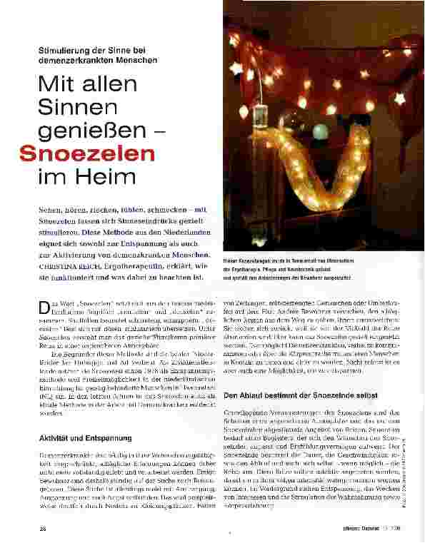 Vorschauseite 1: Mit allen Sinnen genießen - Snoezelen im Heim