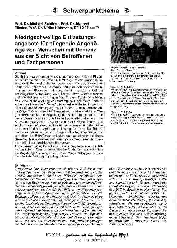 Vorschauseite 1: Niedrigschwellige Entlastungsangebote für pflegende Angehörige von Menschen mit Demenz aus der Sicht von Betroffenen und Fachpersonen