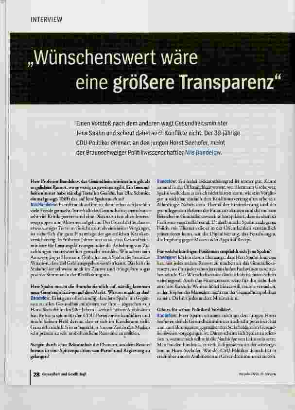 Vorschauseite 1: Wünschenswert wäre eine größere Transparenz