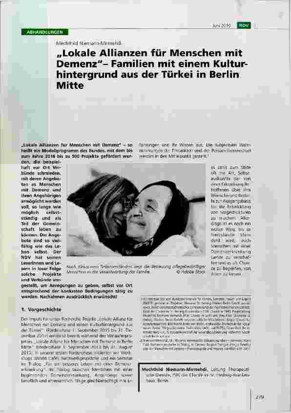 Vorschauseite 1: „Lokale Allianzen für Menschen mit Demenz-Familien mit einem Kulturhintergrund aus der Türkei in Berlin Mitte