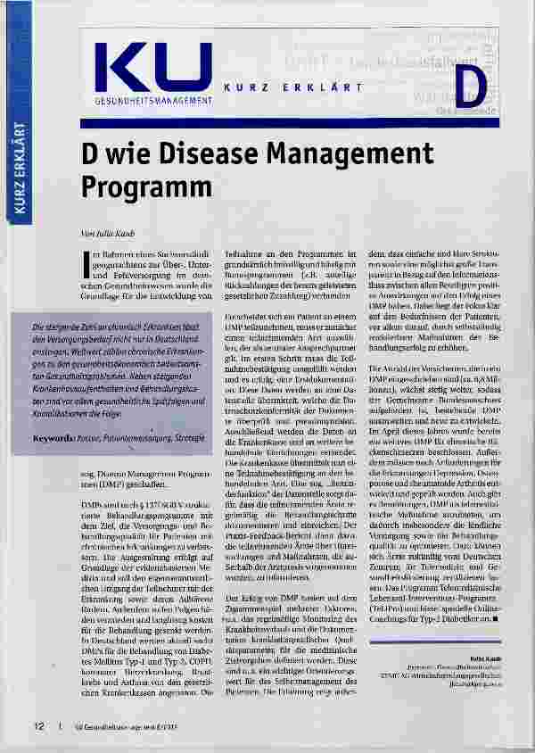 Vorschauseite 1: D wie Disease Management Programm