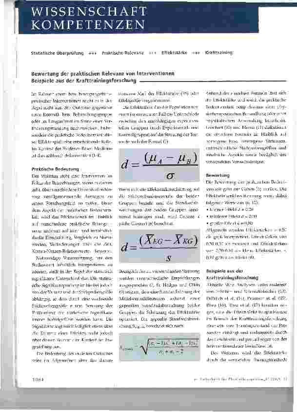 Vorschauseite 1: Bewertung der praktischen Relevanz von InterventionenBeispiele aus der Krafttrainingsforschung