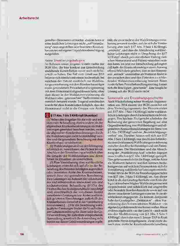 Vorschauseite 3: Honorararzt als Wahlarzt Benennung ist keine Lösung
