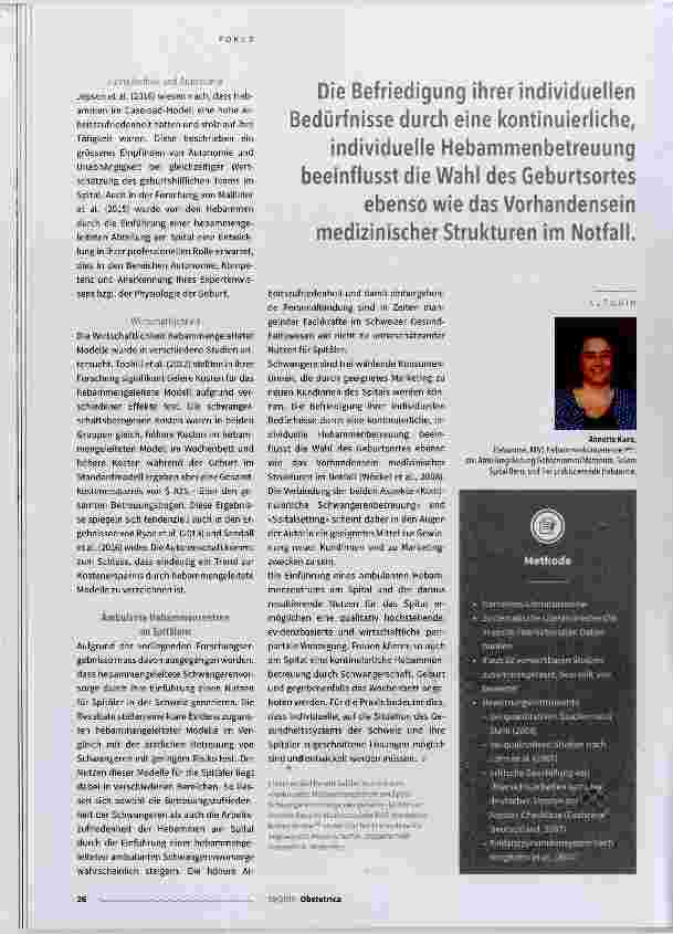 Vorschauseite 3: Ambulantes Hebammenzentrum am Spital als neues Modell
