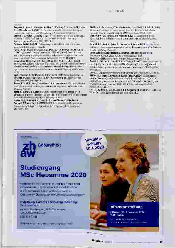 Vorschauseite 4: Ambulantes Hebammenzentrum am Spital als neues Modell