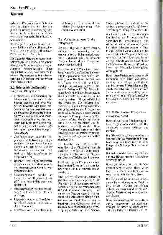 Vorschauseite 2: Pflegevisite - ein Schlagwort und seine Umsetzung in die Praxis