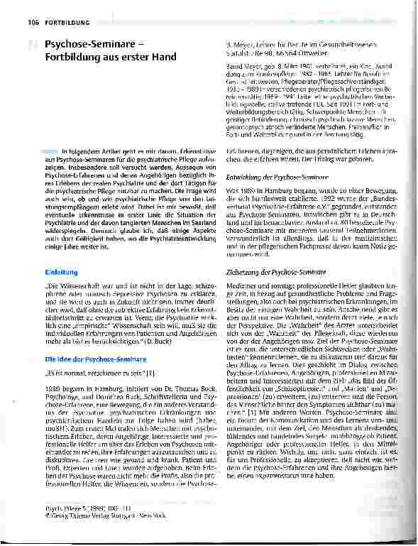 Vorschauseite 1: Psychose-Seminare - Fortbildung aus erster Hand