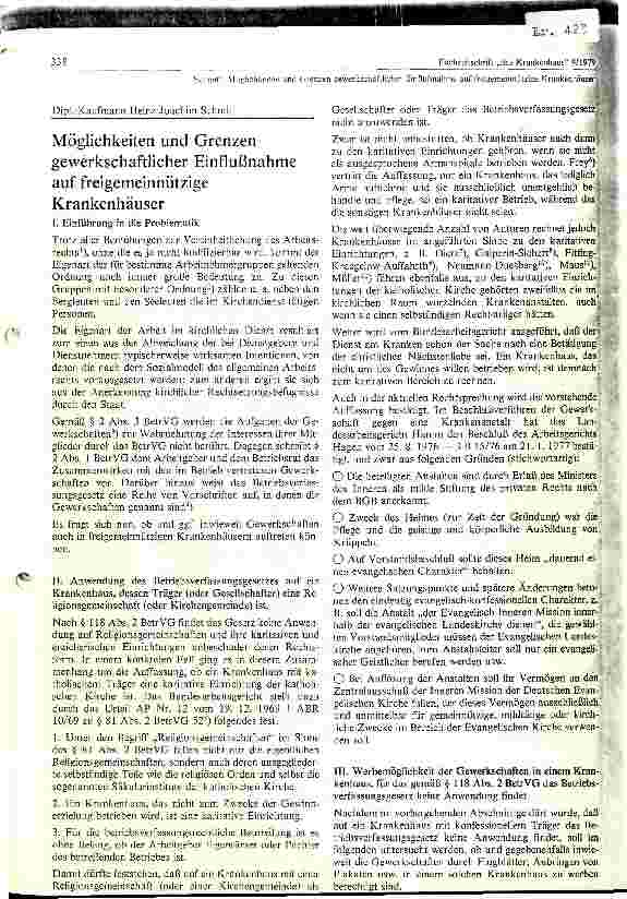 Vorschauseite 1: Möglichkeiten und Grenzen gewerkschaftlicher Einflußnahme auf freigemeinnützige Krankenhäuser