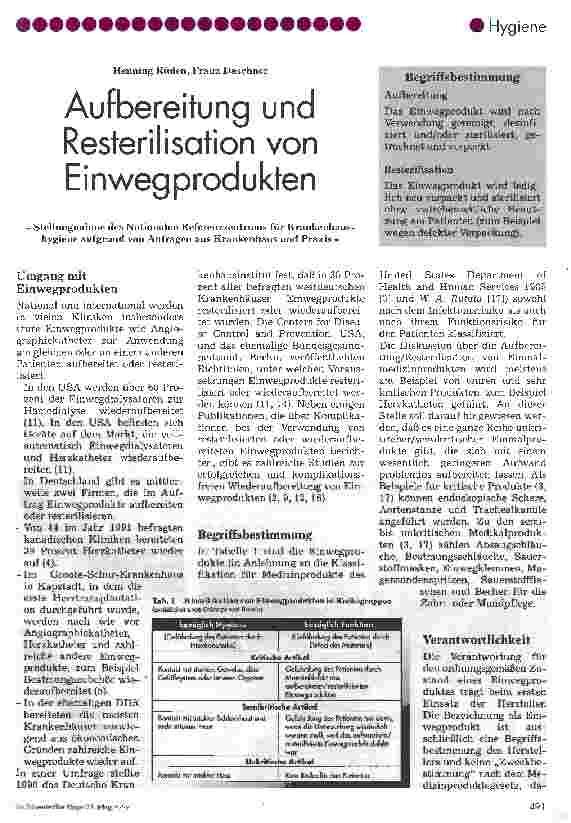 Vorschauseite 1: Aufbereitung und Resterilisation von Einwegprodukten