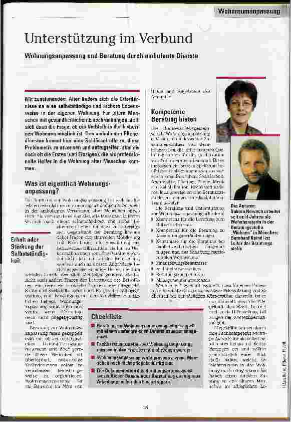 Vorschauseite 1: Unterstützung im Verbund Wohnungsanpassung und Beratung durch ambulante Dienste