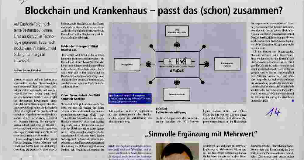 Vorschauseite 1: Blockchain und Krankenhaus passt das (schon) zusammen?
