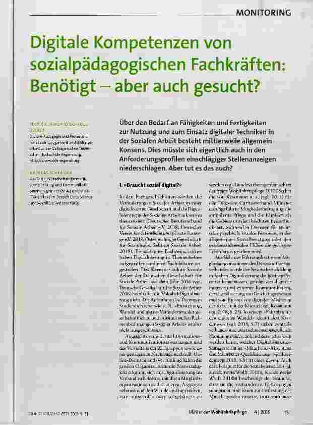 Vorschauseite 1: Digitale Kompetenzen von sozialpädagogischen Fachkräften: Benötigt aber auch gesucht?