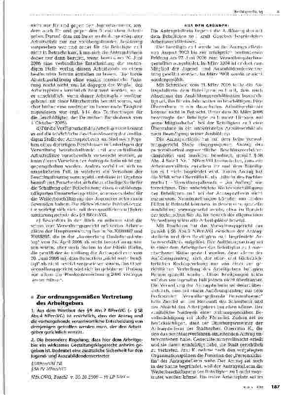 Vorschauseite 6: Weiterbeschäftigungsanspruch eines Mitglieds der JA-Stufenvertretung auf Arbeitsplätzen außerhalb der Ausbildungsdienststelle