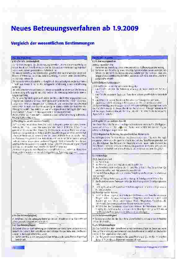 Vorschauseite 1: Neues Betreuungsverfahren ab 1.9.2009