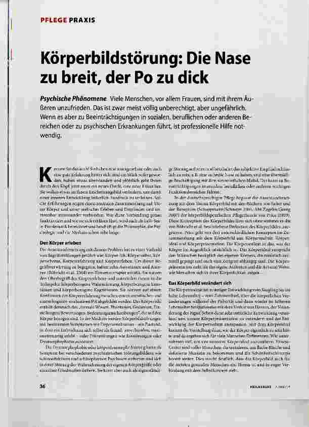 Vorschauseite 1: Körperbildstörung: Die Nase zu breit, der Po zu dick