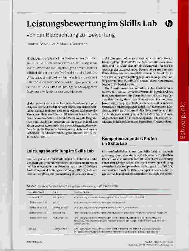 Vorschauseite 1: Leistungsbewertung im Skills Lab