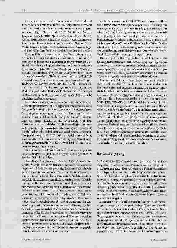 Vorschauseite 6: Pflegerische Screeninginstrumente zur Identifikation einer Dysphagie bei neurologischen Patientinnen und Patienten