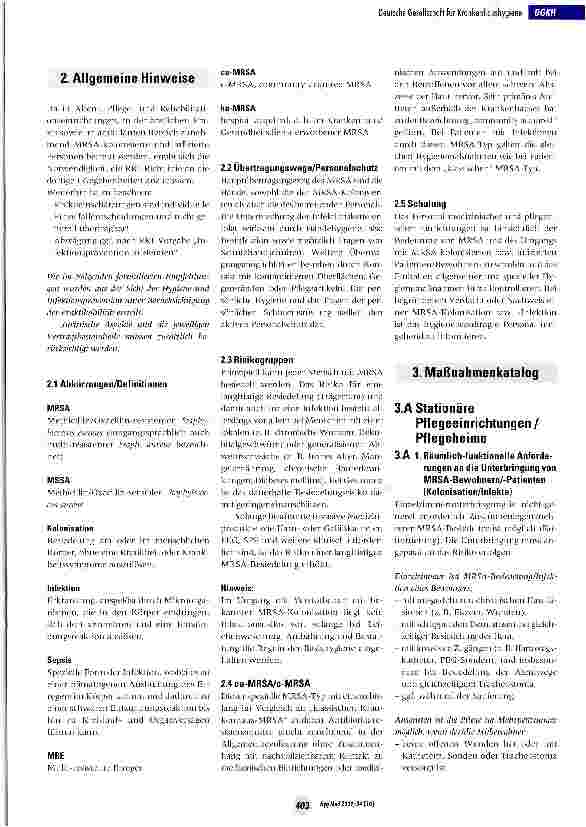 Vorschauseite 2: Maßnahmenplan für MRSA in Gesundheitseinrichtungen