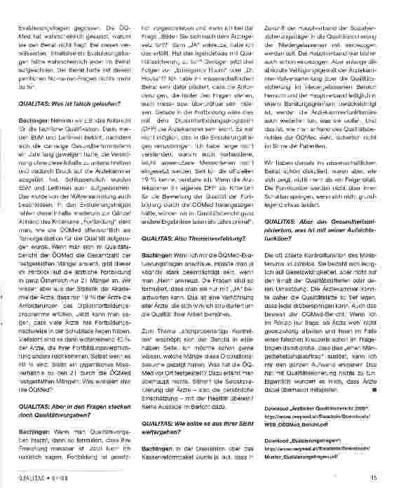 Vorschauseite 2: Erster Qualitätsbericht der ÖQMed:Dr. Gerald Bachinger im QUALITAS-Interview