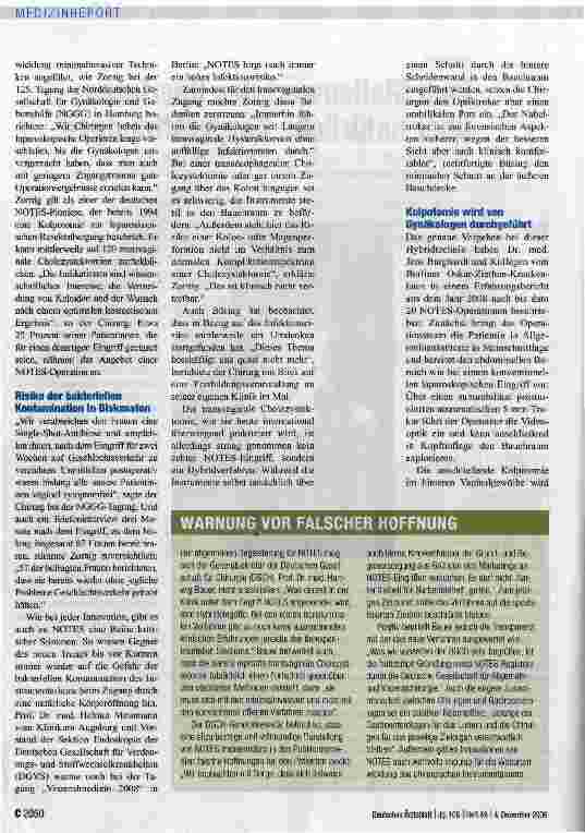 Vorschauseite 2: Zum Stellenwert des Operierens über natürliche Körperöffnungen
