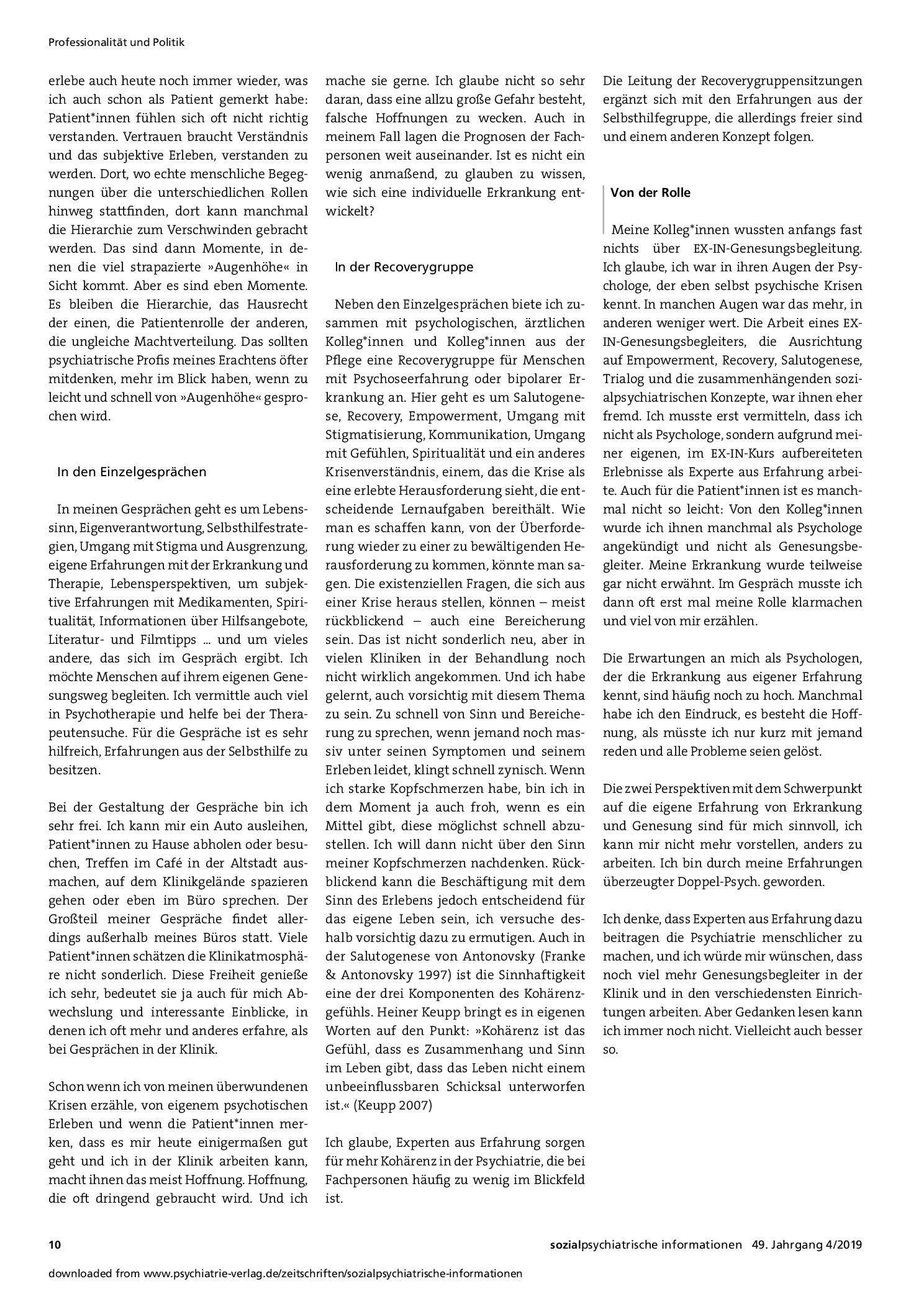 Vorschauseite 3: Als Doppel-Psych. zwischen allen Stühlen