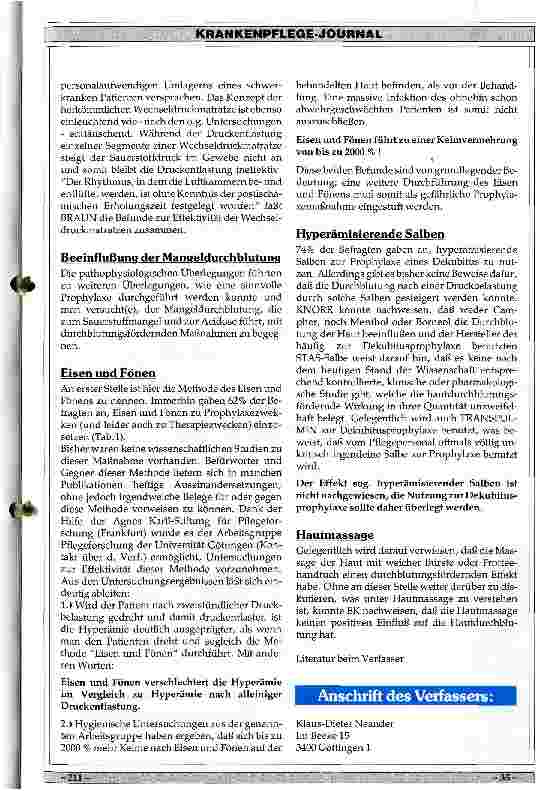 Vorschauseite 5: Dekubitusprophylaxe - neue Erkenntnisse?