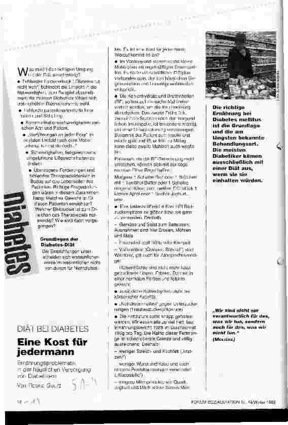 Vorschauseite 1: Diät bei Diabetes - Eine Kost für jedermann Ernährungsproblematik in der häuslichen Versorgung von Diabetikern