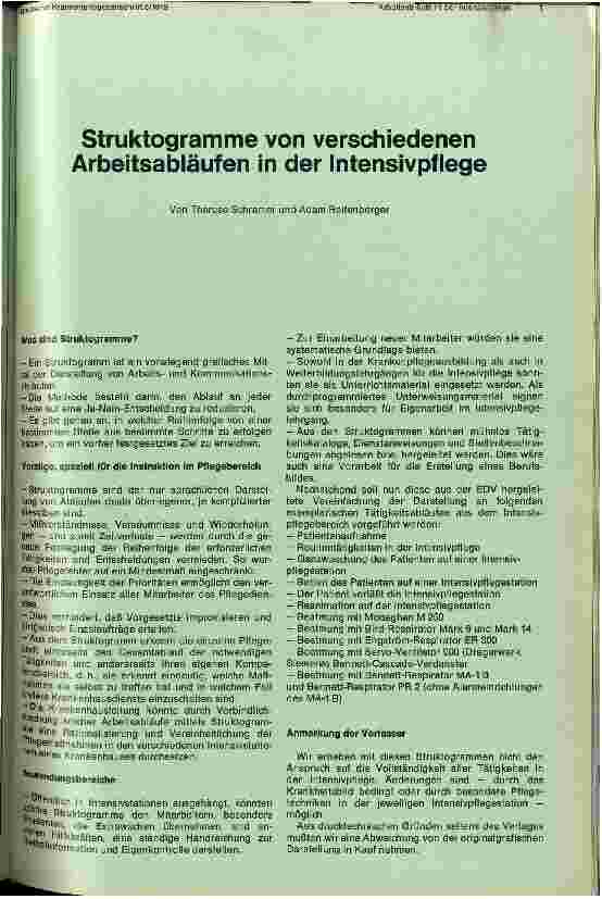 Vorschauseite 1: Struktogramme von verschiedenen Arbeitsabläufen in der Intensivpflege